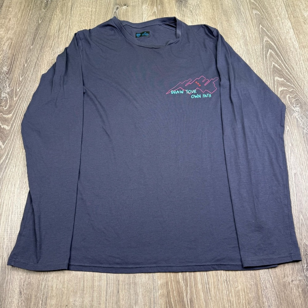Janji Mens Blue Runterra Bio Field Map Graphic Long Sleeve Crew T-Shirt Size M